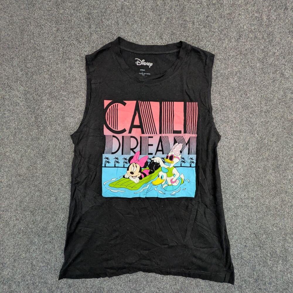 Disney Tank Top Womens L Black Cali Dream Minnie Mouse Daisy Duck Sleeveless Tee